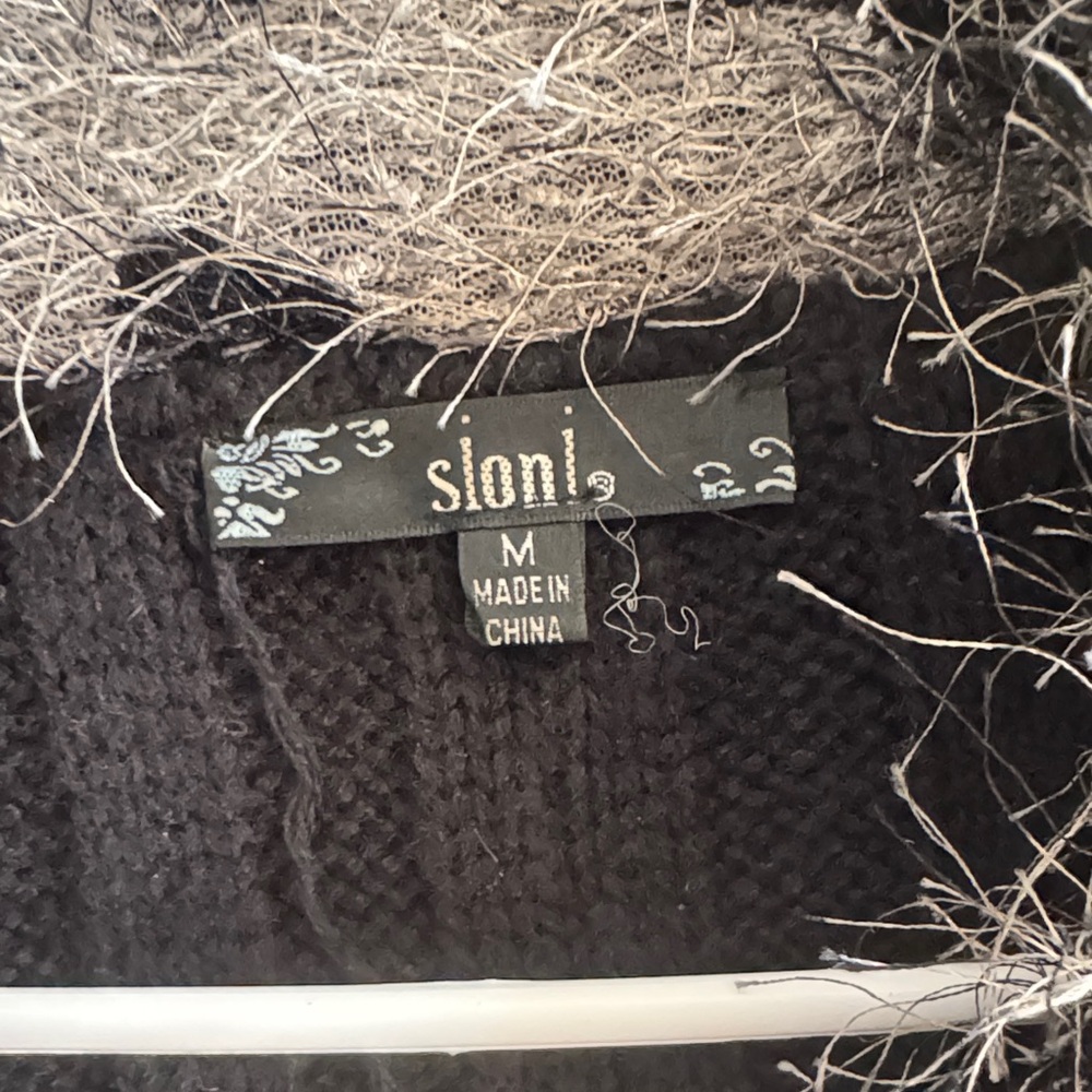 Sioni Black/Gray Mixed Media Cardigan -Size M - Picture 6 of 11